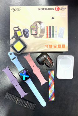 Rock-008 Smartwatch  5 straps Wireless charger Shaver Emergency light